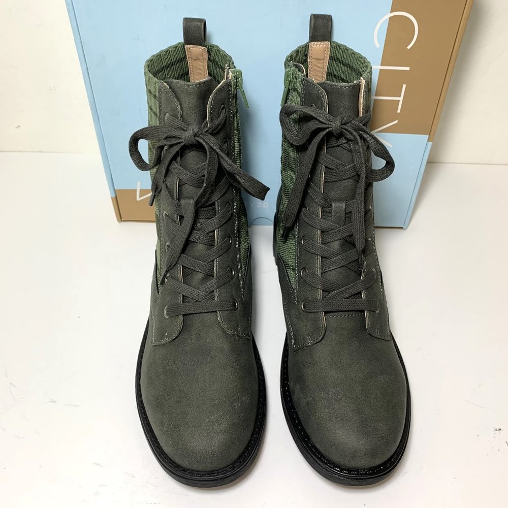 LifeStride Knockout Camo Boots Lace Up Lug Sole Booties Olive Green Size 8 NEW - Picture 5 of 8